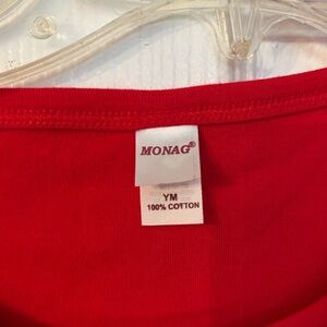 Red girls Christmas t-shirt with Ava written on the front never been worn .